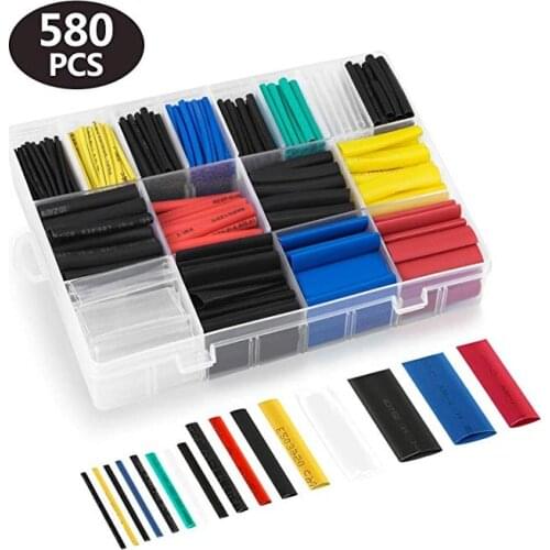 580pcs Box Insulated Heat Shrinkable Sleeve Color Heat Shrinkable Tube Combination