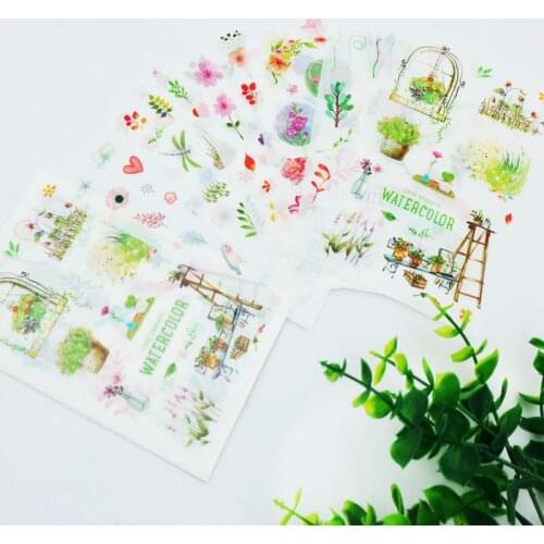 6sheets/Pack Fresh Flowers Scrapbooking PVC Adhesive Stickers Set Stationery DIY Craft Diary Decoration Household Supplies