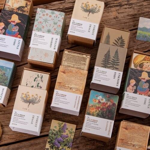 100 pcs Book Collection Kraft Paper Junk Journal Planner Matchbox Retro Letter Clipbook Craft Paper DIY Scrapbooking Album