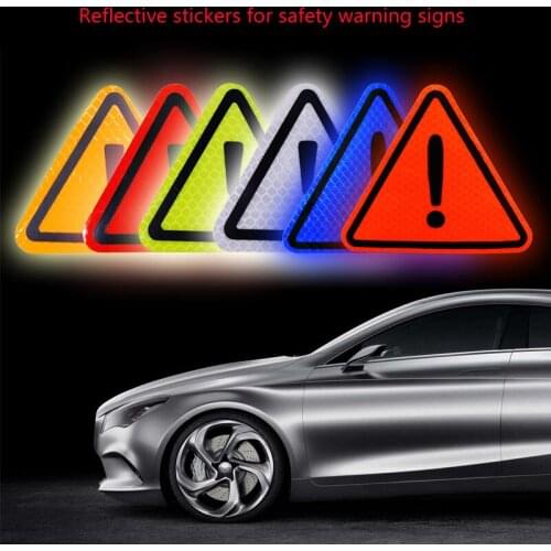 Car Reflective Stickers 110mm Triangular Danger Signs Car Stickers Car Rear Safety Warning Signs Reflective Stickers