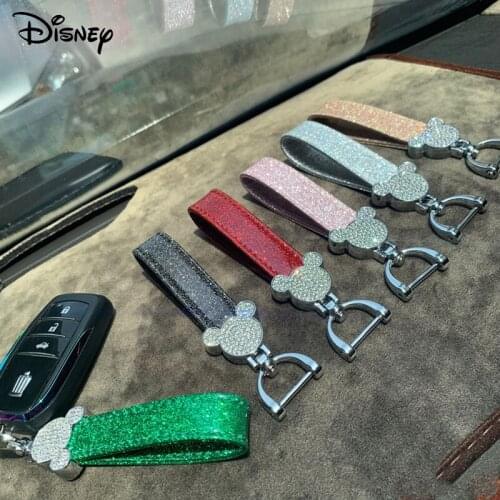 Disney Car Key Pendant Originality Mickey Mouse Keychain Unisex Rhinestone Ornament Key Ring Small Gift Cute Keychains for Women