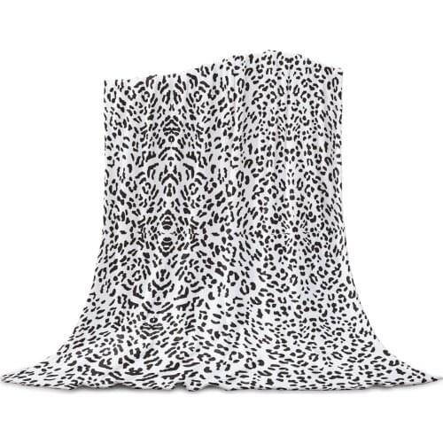 Black And White Leopard Print Family Decoration Woolen Blanket Adult Children Bed Sofa Exquisite Soft Flannel Travel Blanket