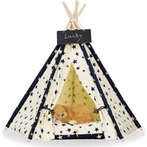 Pet Tent House Cat Bed Portable Teepee with Mat for Dog Cats Foldable Pet Nest Kennel Puppy Kitten Tent Pets Accessories
