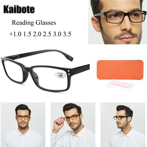 Kaibote Eso-R195125 Classic Reading Glasses Rectangular Frame for Men Women Reader Quality Presbyopic Eyeglasses with Soft Pouch