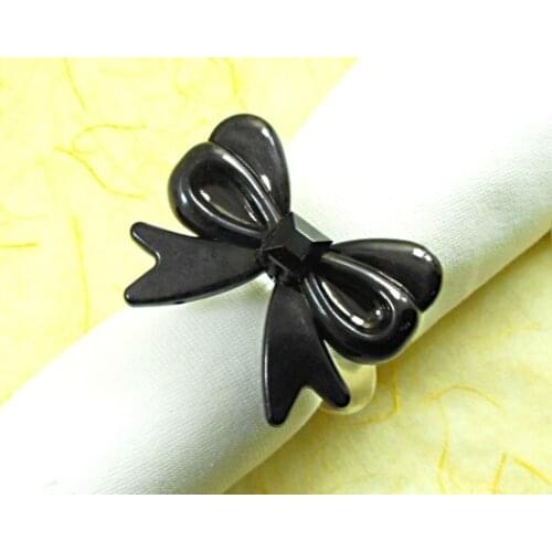 Black crystal bow napkin ring, crystal napkin holder