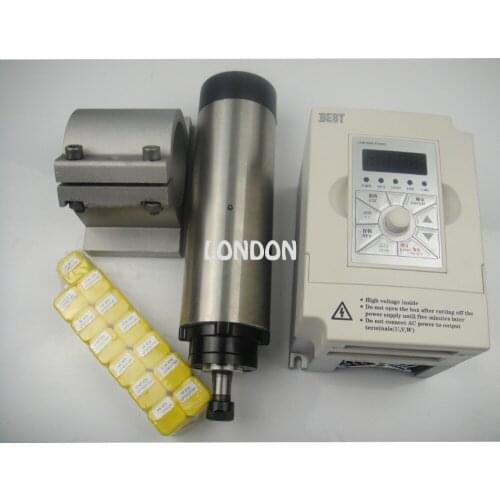 CNC spindle kit ER11 800w air cooling spindle motor + 1.5KW inverter+spindle support+13 pieces ER11 collets