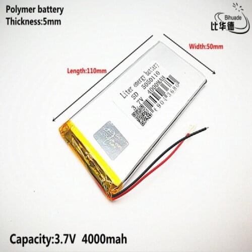 Liter energy battery Good Qulity 3.7V,4000mAH 5050110 Polymer lithium ion / Li-ion battery for tablet pc BANK,GPS,mp3,mp4
