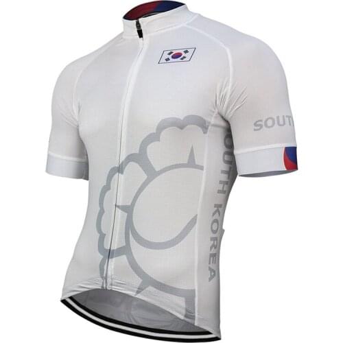 New Outdoor korea Men Summer Cycling Jersey Bike Road Mountain Race Tops White Bicycle Wear Bike clothes Breathable