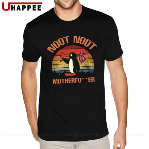 Vintage Graphic Noot Noot Pingu Shirt Men Make Your Own Short Sleeves Red O-neck Tees Shirts