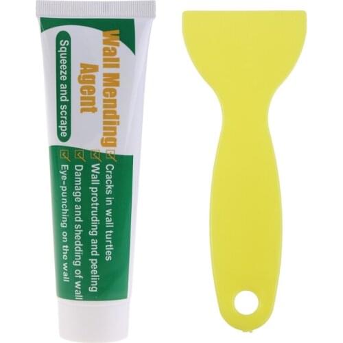 62KC Home Wall Mending Agent Set Drywall Patch Restore Tile Grout Squeeze Tube with Scraper and Nozzle White 100g/3.53oz