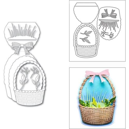 New 2021 Woven Basket Bow Grass Leaves Metal Cutting Dies for DIY Scrapbooking and Card Making Decor Embossing Craft No Stamps