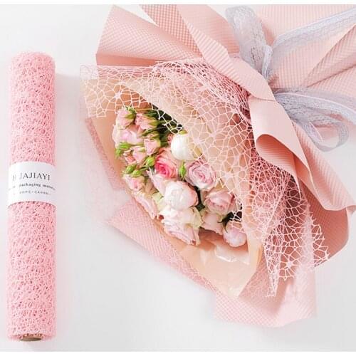 5yard * 50cm jacquard lace bouquet wrapping paper roll DIY artificial flower decoration packaging mesh handmade material
