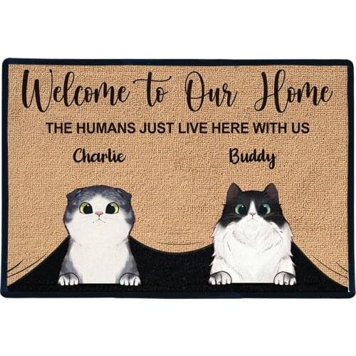 Personalized Cat Printed Welcome To My Home Indoor Doormat Non Slip Door Floor Mats Carpet Rugs Door mat Porch Doormats Tapete