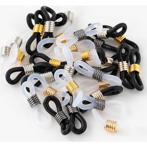 100PCS Plastic Silicone Glasses Chain Connection Glasses Chain Antiskid Rubber Ring Strap Extension Spring DIY Eyeglasses Rope
