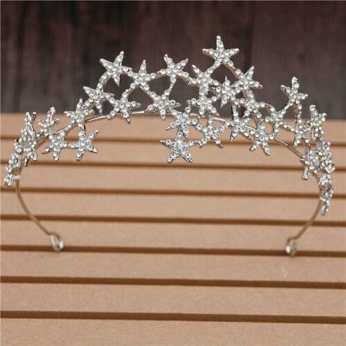 Luxury Rhinestone Tiara Crown for Women Bridal Wedding Hair Jewelry Star Girls Headbands Head Ornaments