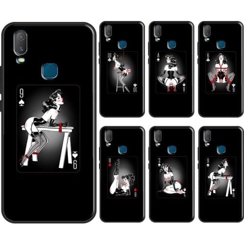 Sexy girl Poker Playing Cards Cover For Vivo V20 SE Y11 2019 Y1S Y12 Y17 Y30 Y50 Y81 Y91C V11 Y20 i V17 Neo Phone Case