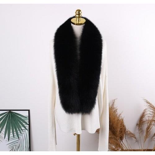 JKP Real Fox Fur Womens Scarf Winter Warm Foulard Femme Natural Fox Fur Collar Large Wrap and Shawl Luxury Coat Accessories