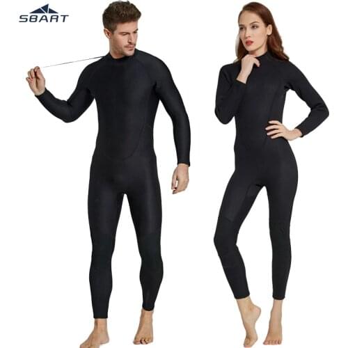 SBART 2mm Men Women Full Black Wetsuit Neoprene Couple Fullbody One-piece Long Sleeve Diving Suit Lovers Scuba Diving Winter