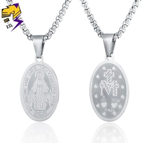 Blessed Virgin Mary Necklace Mother of Baby Necklaces Jesus Christ Christian Pendant Necklace Male Catholic Religious Jewelry