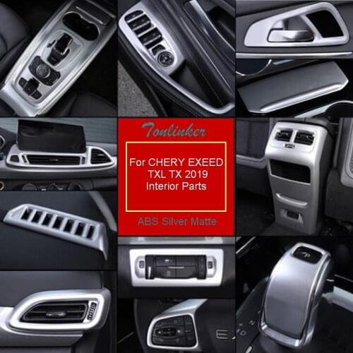 Tonlinker Moulding Interior Parts Cover Stickers For CHERY EXEED TXL TX 2019-2021 Car Styling 1/4PCS Silver Matte Cover Stickers