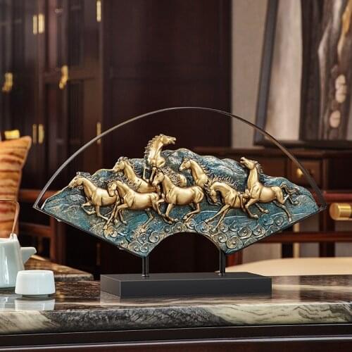 TOP ART HOME STORE COMPANY SHOP DECORATIVE STOCK MARKET BUSINESS BRING WEALTH MONEY GOOD LUCK SUCCESS 8 HORSES FENG SHUI STATUE