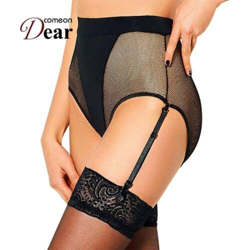 PA5090 Comeondear 2 Colors Plus Size Panties Side Garter Fishnet Women Secret Underwear Good Quality Calcinha High Waist Panties