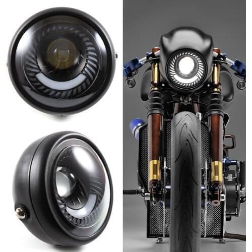 Universal Led Motorcycle Hi&Lo Beam DRL Head Lamp Retro Vintage Headlight For Harley Cafe Racer Bobber Chopper Cruiser
