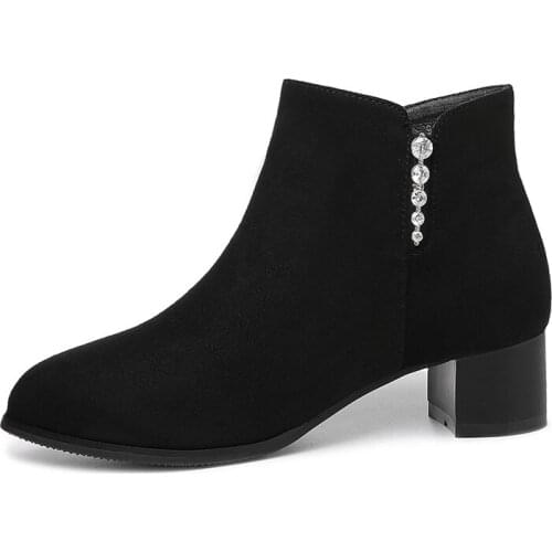 Round Toe Thick Heel WomenS Boots, Side Zipper Solid Color WomenS Ankle Boots, Platform WomenS Boots