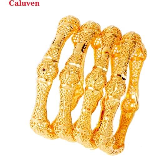 4pcs Gold Bracelets&Bangles Dubai Bangles for Women African Bangles with Charm Ethiopian Bridal Jewelry Indian Bracelets