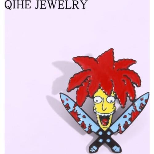 Sideshow Bob Knife Enamel Pin Badge Cartoon Anime Brooch Bag Clothes Lapel Pin Gifts Fashion Jewelry For Friends