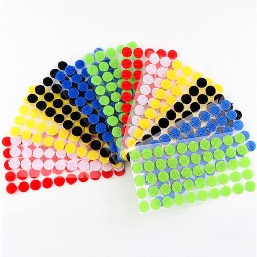 10/15/20/25mm Black White Adhesive Fastener Tape Hook Loop Velcros cable tie Round Velcros Nylon Stickers DIY Accessories 100p