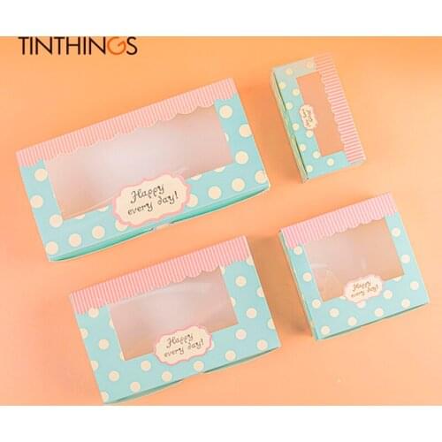 100PCS Gift Paper Box With Window For Wedding Kids Dots Green Kraft Paper Box Cake Food Packaging Sweety Candy Cookies Supplier