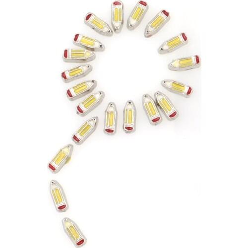 20Pcs Writer Author Teacher Pencil Charms For Glass Living Memory Locket 8*3mm