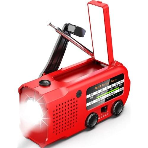 2021 Weather AUTO Alert Emergency Radio 5000mAh Solar Hand Crank Portable NOAA/AM/FM Radio with SOS Alarm Flashlight Phone Charg