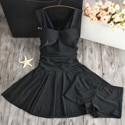 2021 Solid Black Women Two Piece Tankini Bikini Set Suits Swimwear Sexy Beach Wear Bathing Suit Swimming Swim Dress for Women