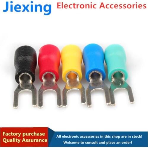 30pcs cold-pressed terminal SV1.25-3.2/4/5 fork U-shaped Y-shaped insulated plug spring connector 0.5 thick