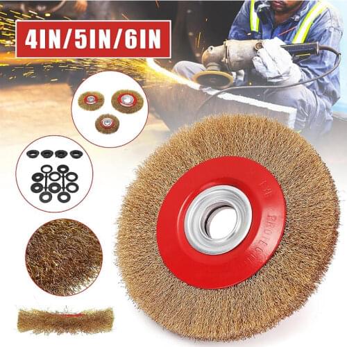 4/5/6 Inch Steel Flat Wire Brush Wheel Polishing Sanding Wheel for Bench Grinder Deburring