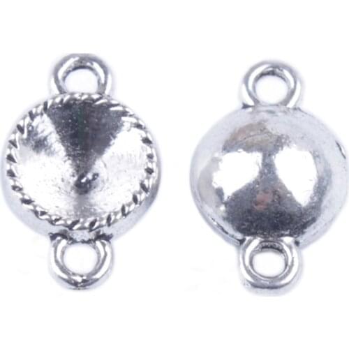 40PCS Tibetan Silver Color 8mm Rivoli Twisted Round Settings Links A12388