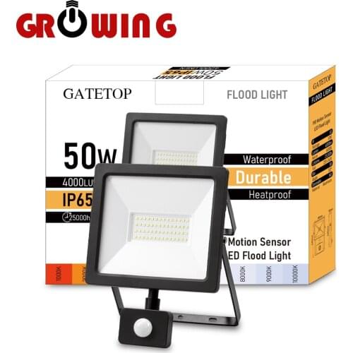 50W! LED Motion Sensor Floodlight Induction Style IP65 Cold White Light 6000K Human Body Induction Water Proof Lamp