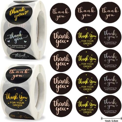 500 Pcs 2.5cm Thank You Round Sticker Colorful Gold Foil Label Tags Gift Sealing Decoration
