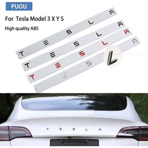 ABS Black ,Silver Red Tesla Model 3 Model X Model S Y Black Trunk Letters Sticker Tail Decal Refit