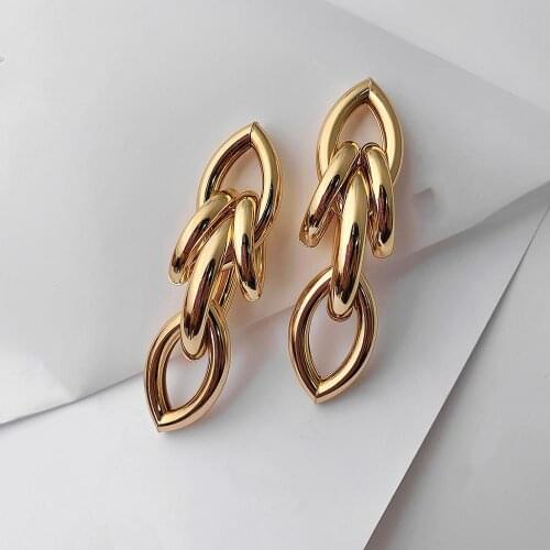 AENSOA Jewelry for Women Gold Color Metal Geometric Earrings for Women Unusual Long Drop Earrings 2021 Trend Chain Earrings Gift