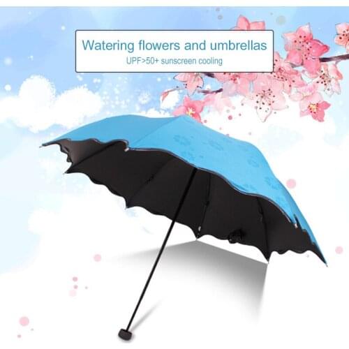 Anti-UV Umbrella 3-folded Magic Flower Dome Portable Umbrella Black Rubber Cloth 8 Bones Magic Flower Dome Dustproof
