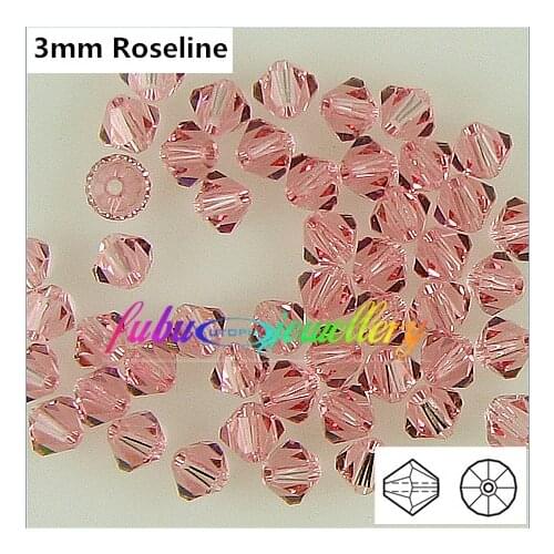 Free Shipping! 720pcs/Lot, AAA Chinese Top Quality 3mm Roseline Crystal Bicone Beads