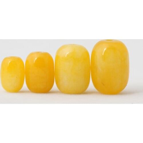 13pcs Hot Natural yellow Chalcedony Loose Bucket/Drum shape Beads
