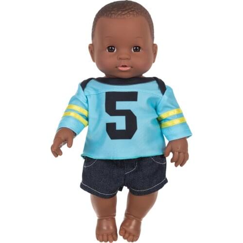 Black African Doll For Children Kid Todder Boys Cute Bald Black 30cm Boneca Silicone Vinyl Soft Baby Toy Jugetes Para Nino