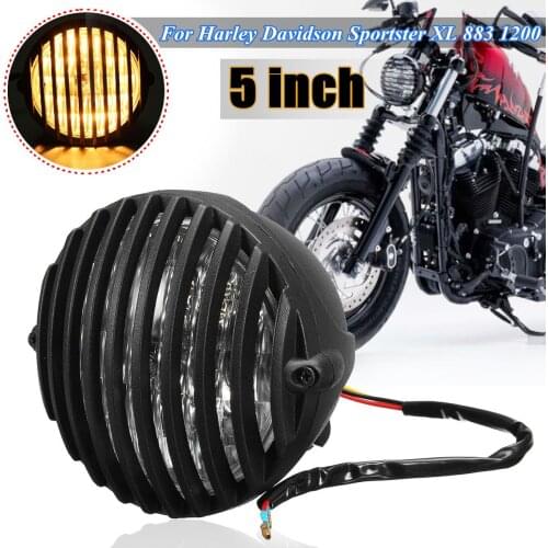 5 inch 12V black motorcycle metal headlight and grill cover for Harley for Davidson XL 883 1200 2004-2014