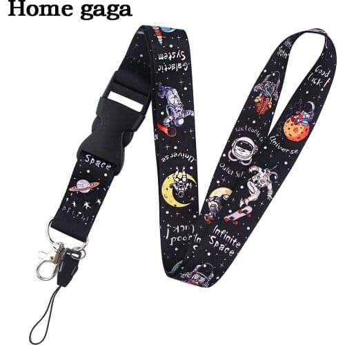 D3241 Homegaga astronaut lanyard For key Cell Phone ID Card Gym USB badge holder DIY Hanging Rope Tags Ribbon Neck lanyard Strap