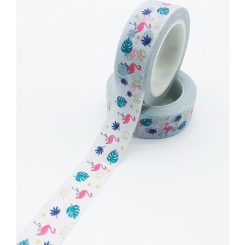 NEW 10pcs/Lot Decorative Kawaii Flamingo Tropical palm leaves Washi Tapes Scrapbooking Planner Adhesive Masking Tape Papeleria