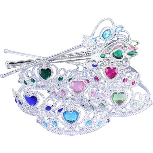 TOP Designer Fro.Zen Princess Crown Hairbands Kids Girls Birthday Gift Children Hair Clip Tiara Magic Wand Sets Jewelry XRN15